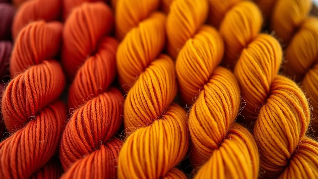 Welsh wool yarns in warm terracotta, gold, and heather tones showing the dye receptivity of Welsh breeds